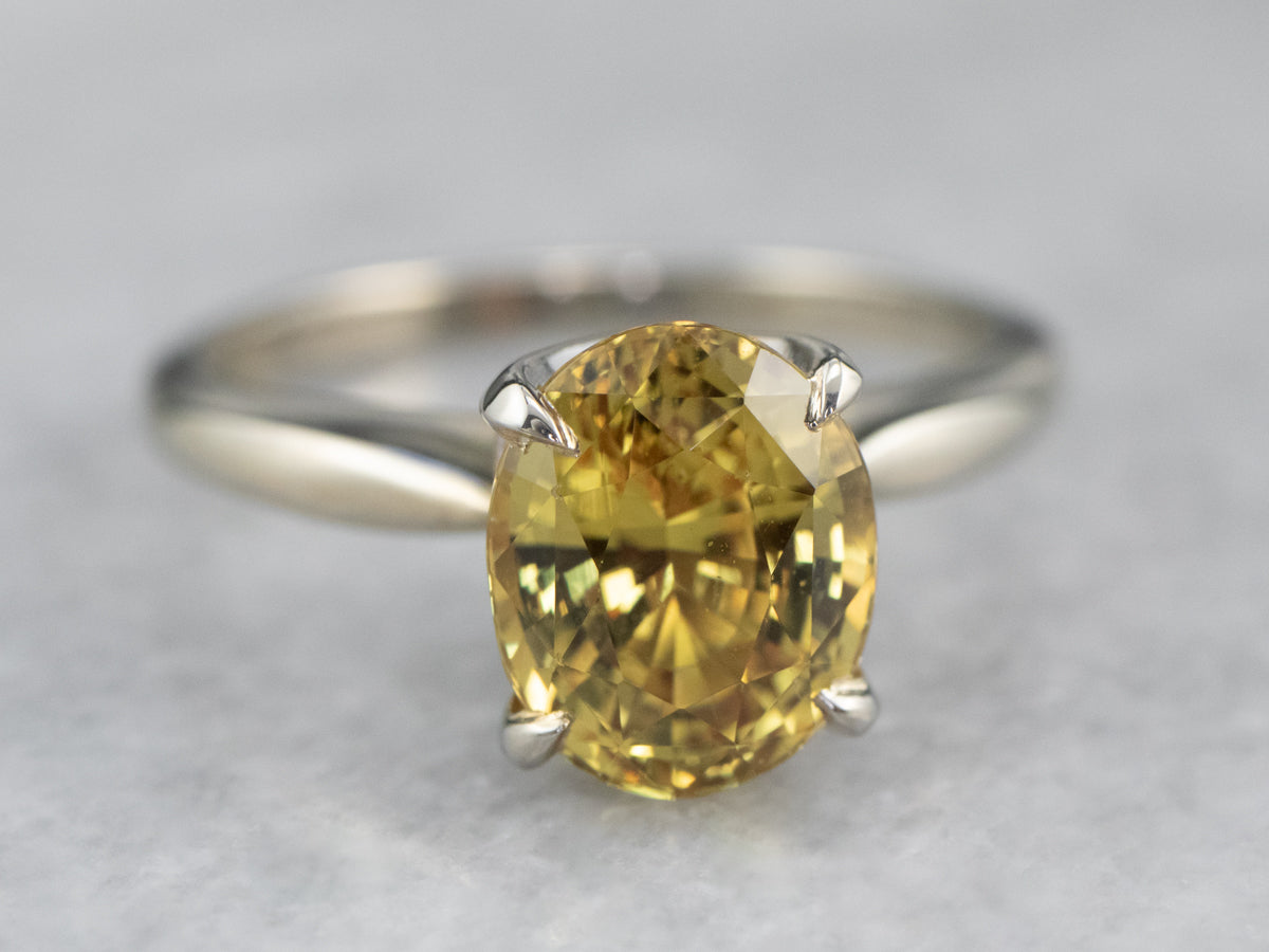 Modern Yellow Sapphire Solitaire Engagement Ring