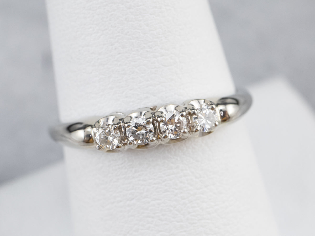 Four Diamond White Gold Band Ring