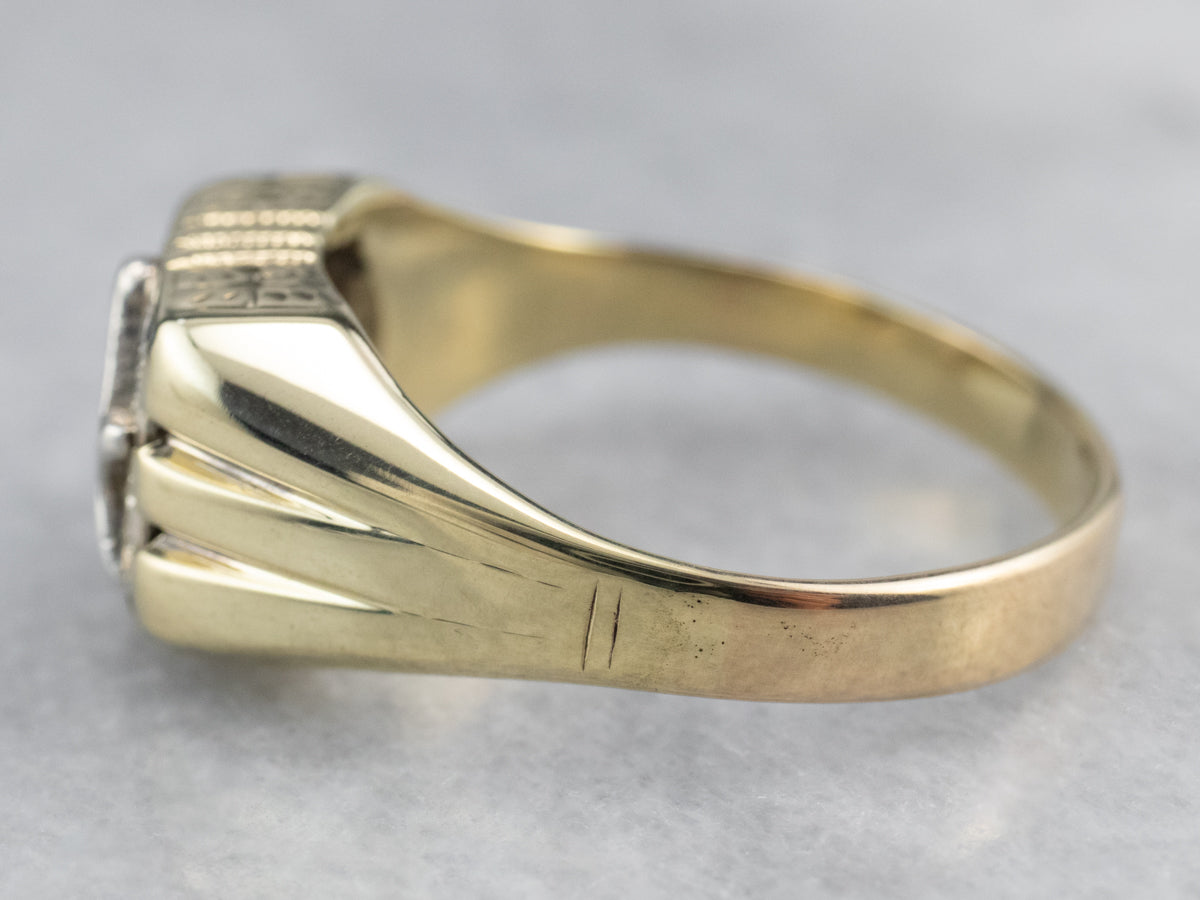 Two Tone Gold Masonic Men's Ring