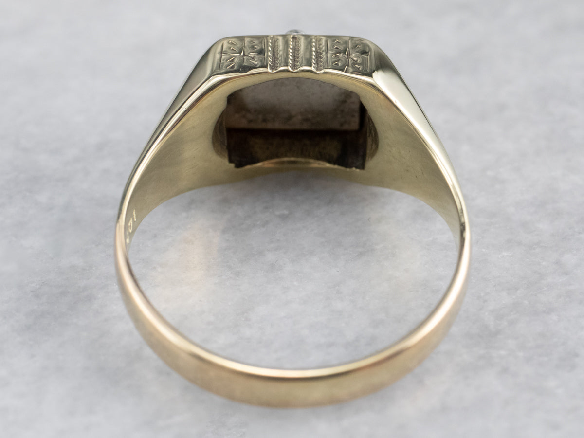 Two Tone Gold Masonic Men's Ring