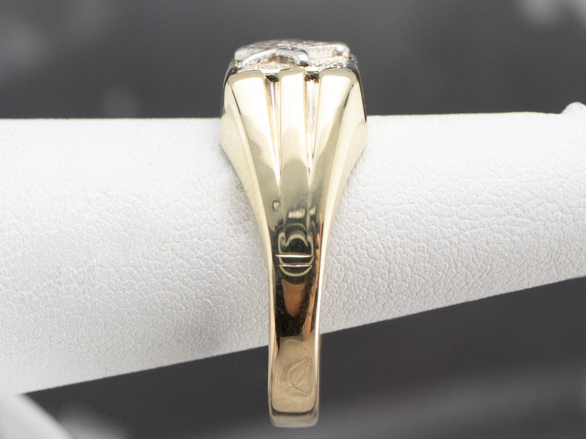 Two Tone Gold Masonic Men's Ring