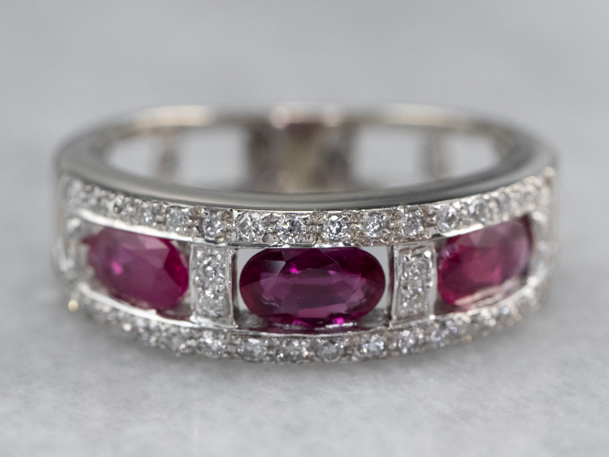 Ruby Diamond White Gold Band