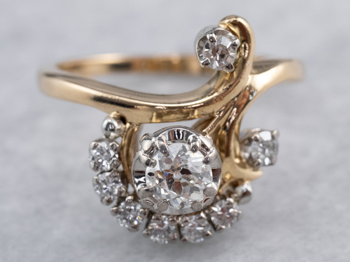 Vintage Old Mine Cut Diamond Cocktail Ring