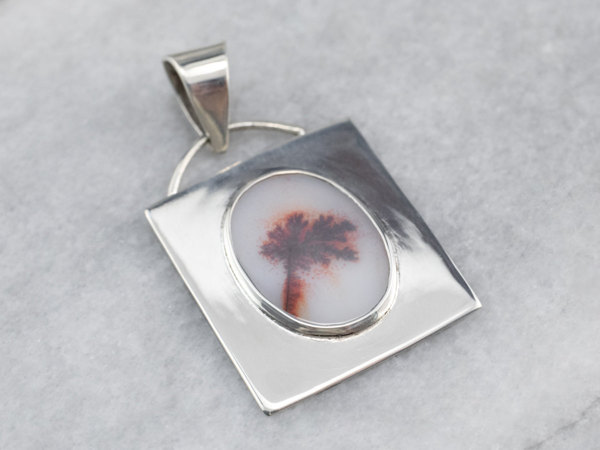 Unisex Dendritic Agate Pendant