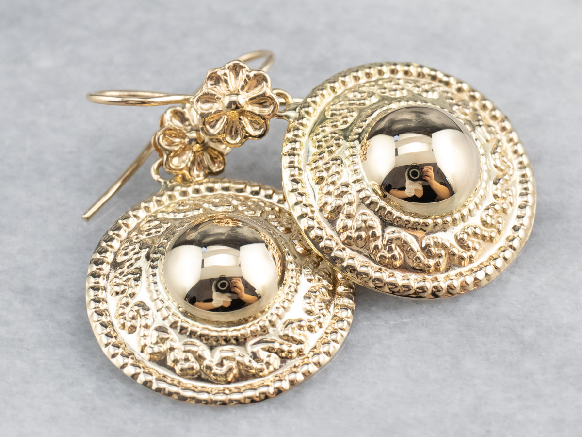 Ornate Italian Gold Drop Earrings