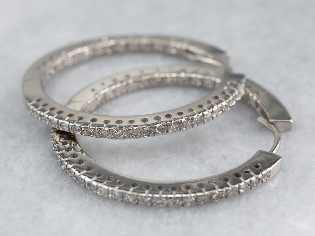 Diamond White Gold Statement Hoop Earrings