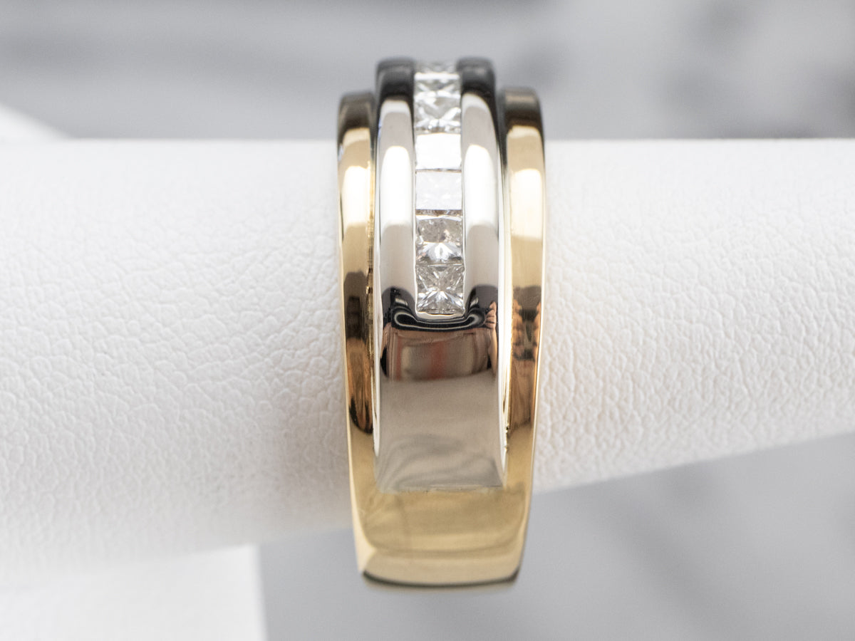 Heavy Men's Gold Diamond Band