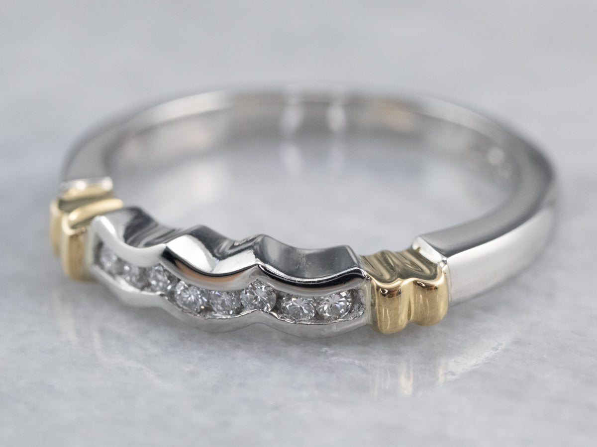 Scalloped Mixed Metal Diamond Band