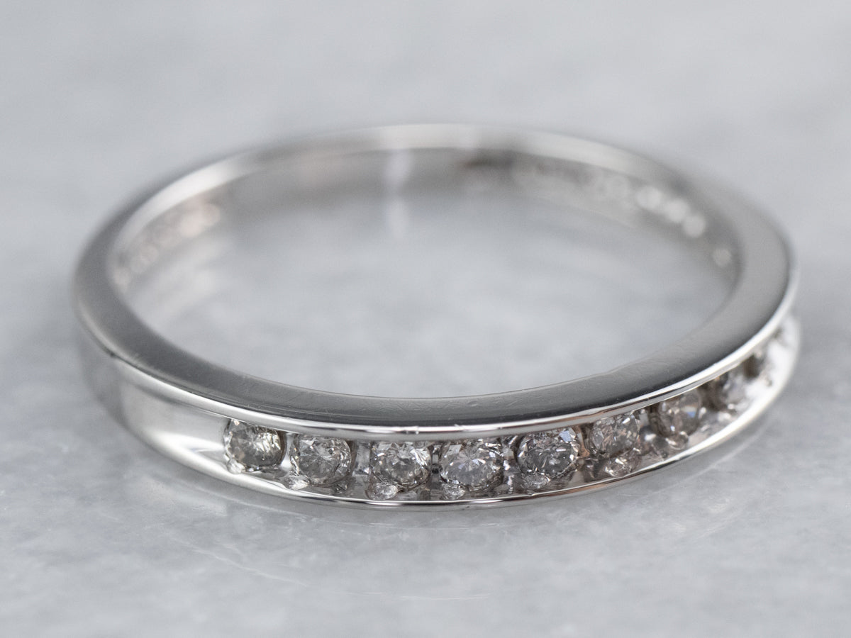 Platinum Bar Set Diamond Wedding Band