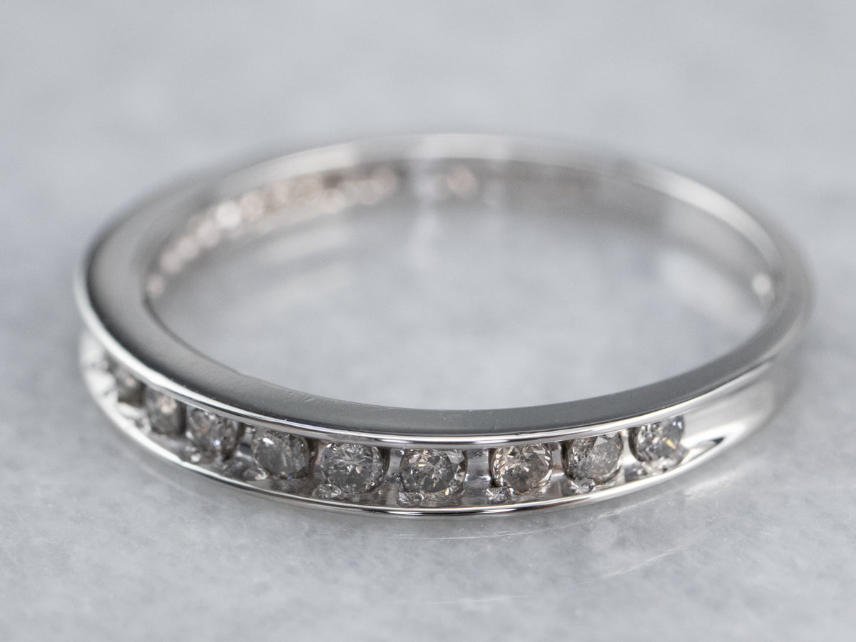 Platinum Bar Set Diamond Wedding Band