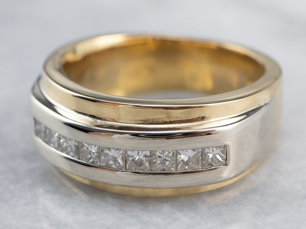 Heavy Men's Gold Diamond Band