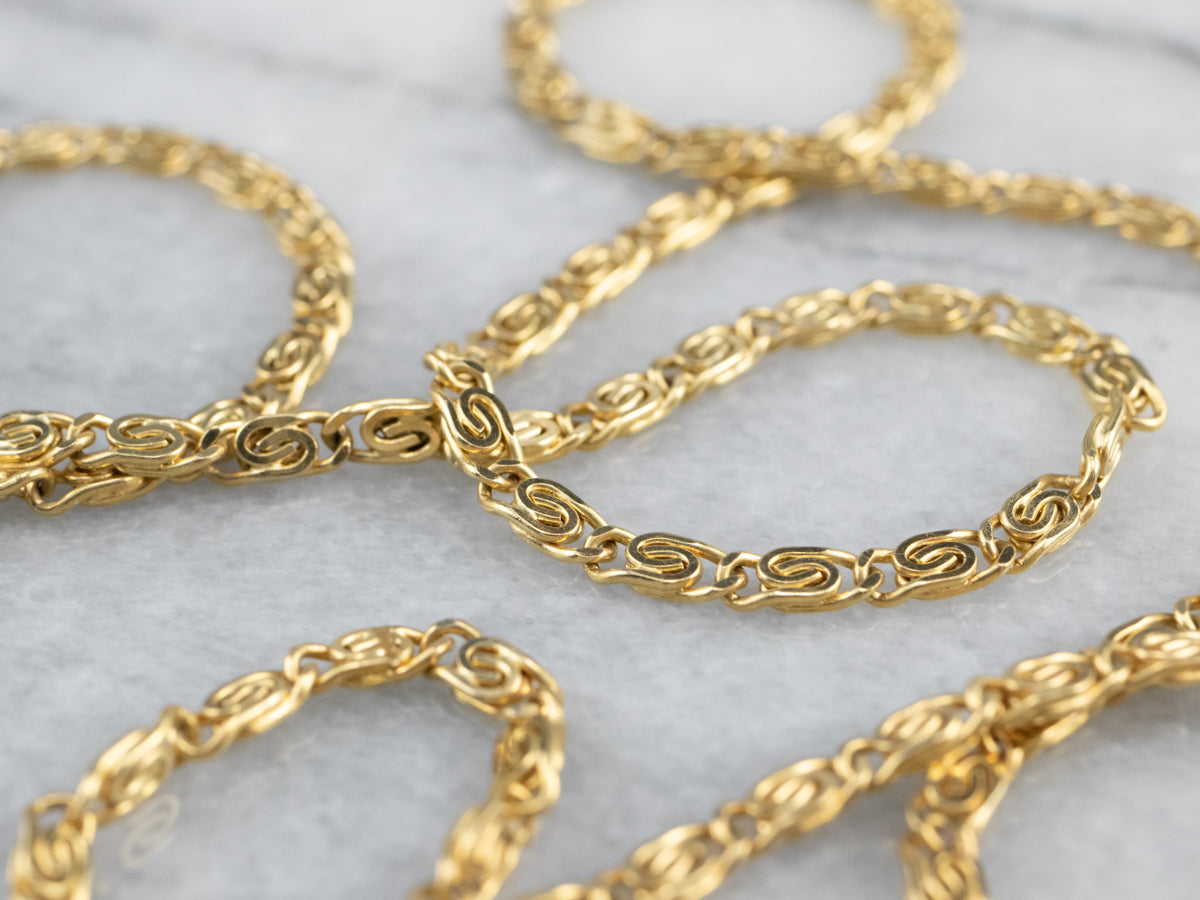 14K Gold Scroll Chain Necklace