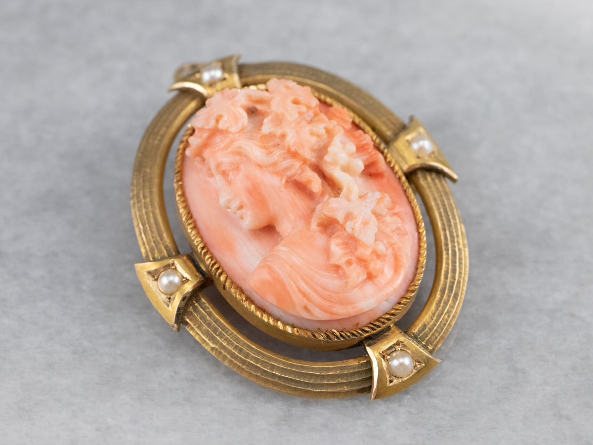 Victorian 10k gold coral brooch orders antique