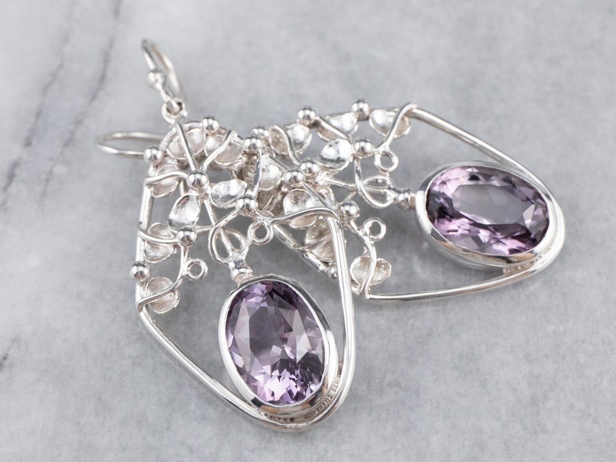 Sterling Silver Amethyst Drop Earrings