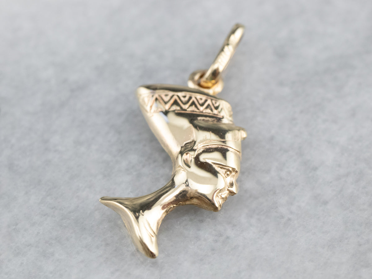 14K Gold Nefertiti Charm Pendant