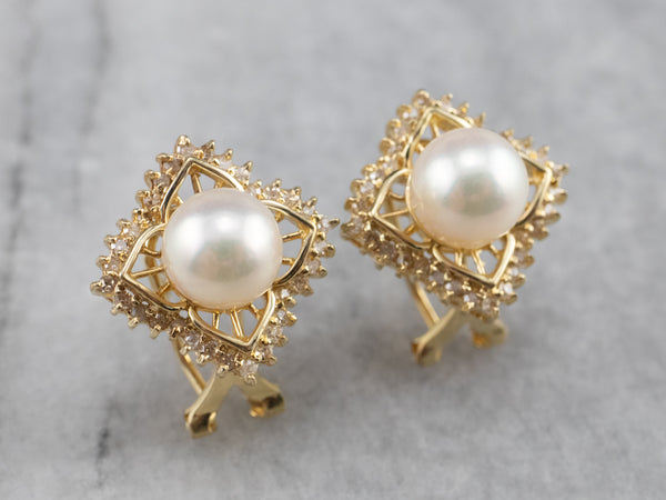 Gold Plated Handcrafted Geometric Pearl Drop Earrings - PT100253 – Kaya  Online