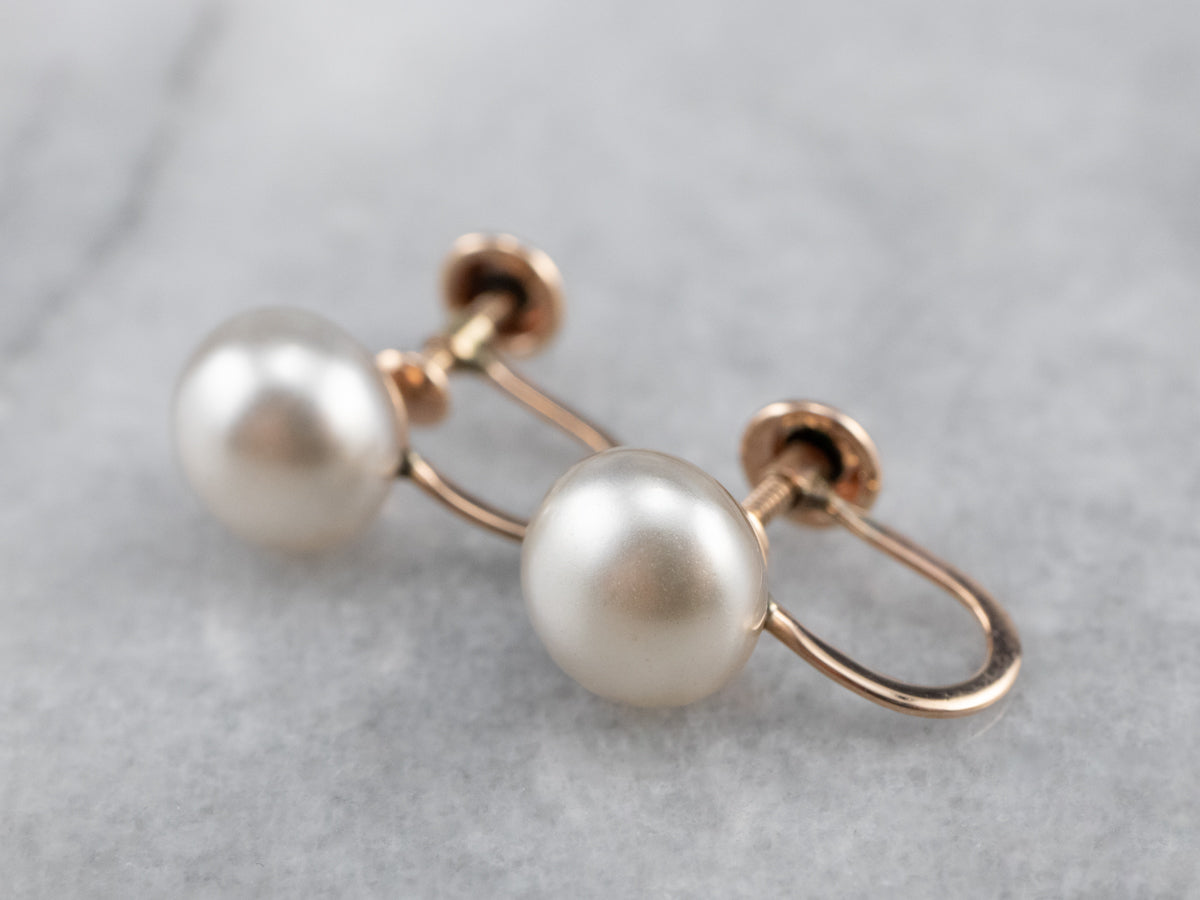 Rose Gold Vintage Faux Pearl Earrings