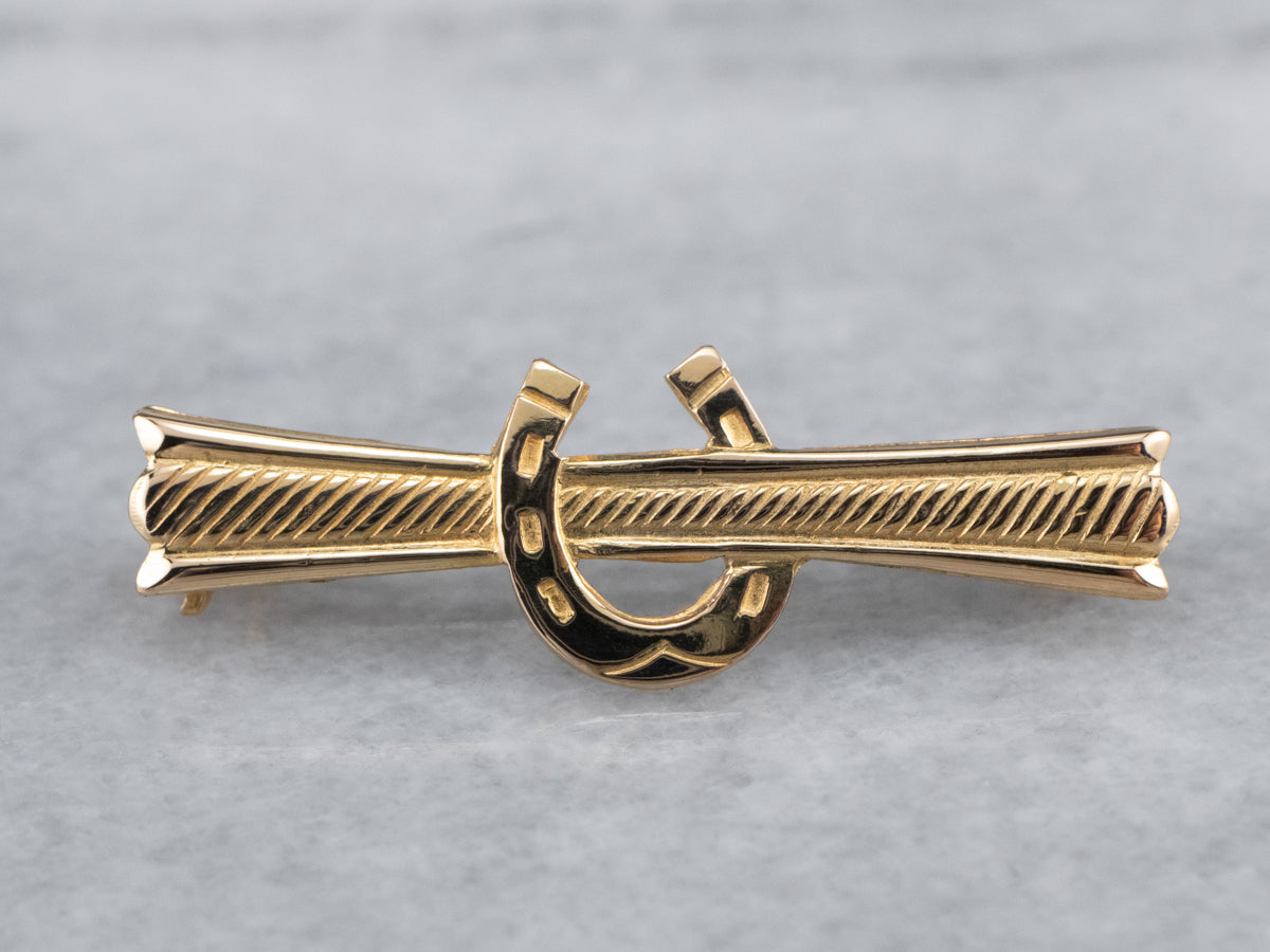 18K Gold Horseshoe Bar Pin