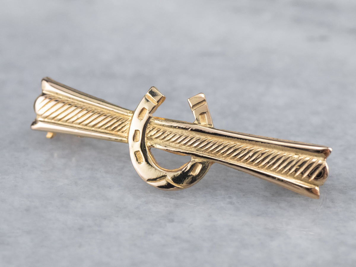 18K Gold Horseshoe Bar Pin