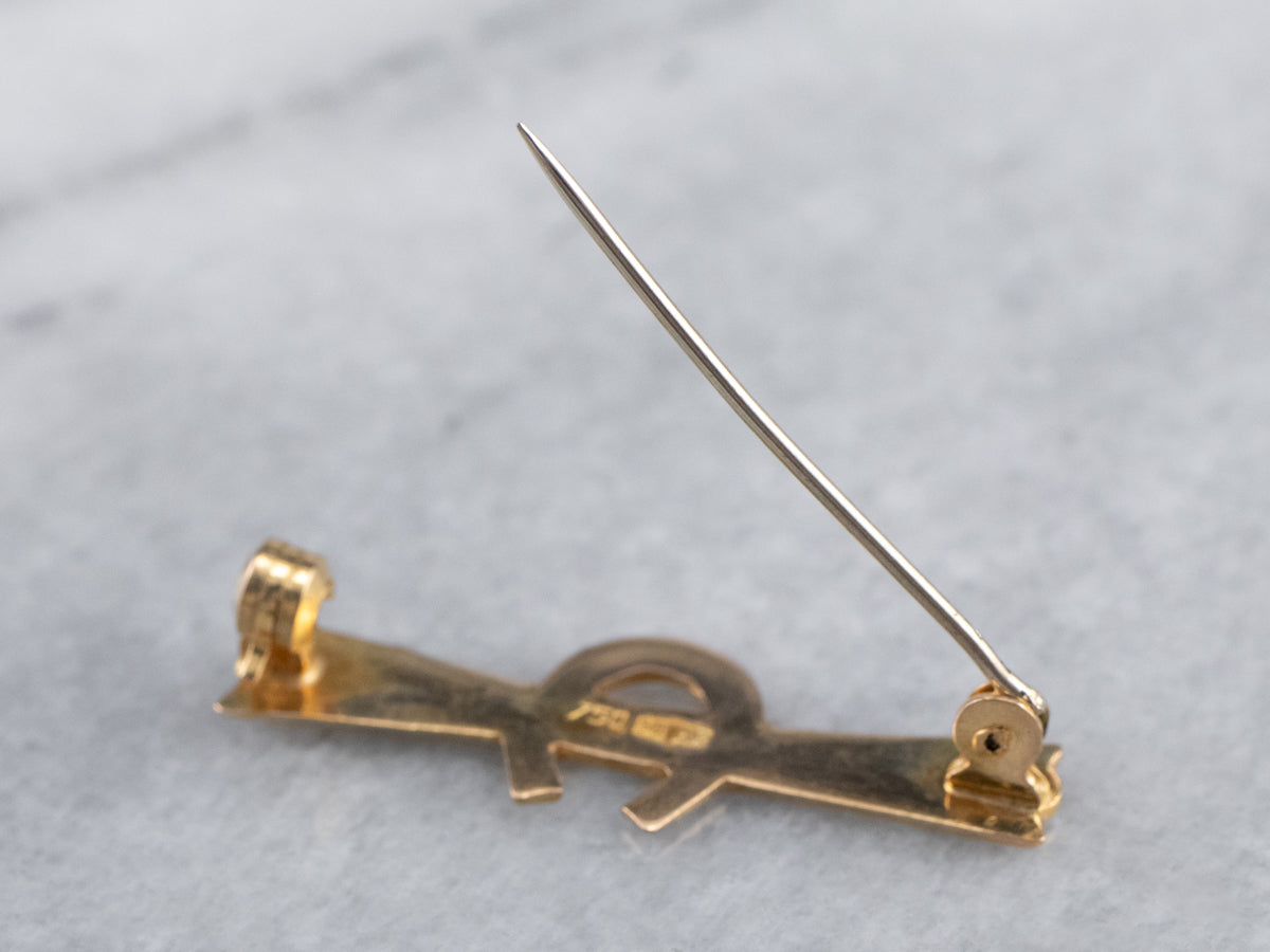 18K Gold Horseshoe Bar Pin