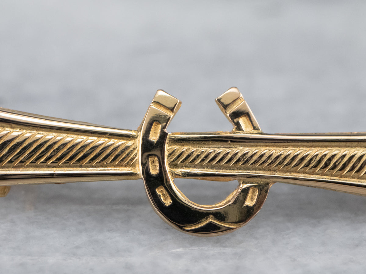 18K Gold Horseshoe Bar Pin