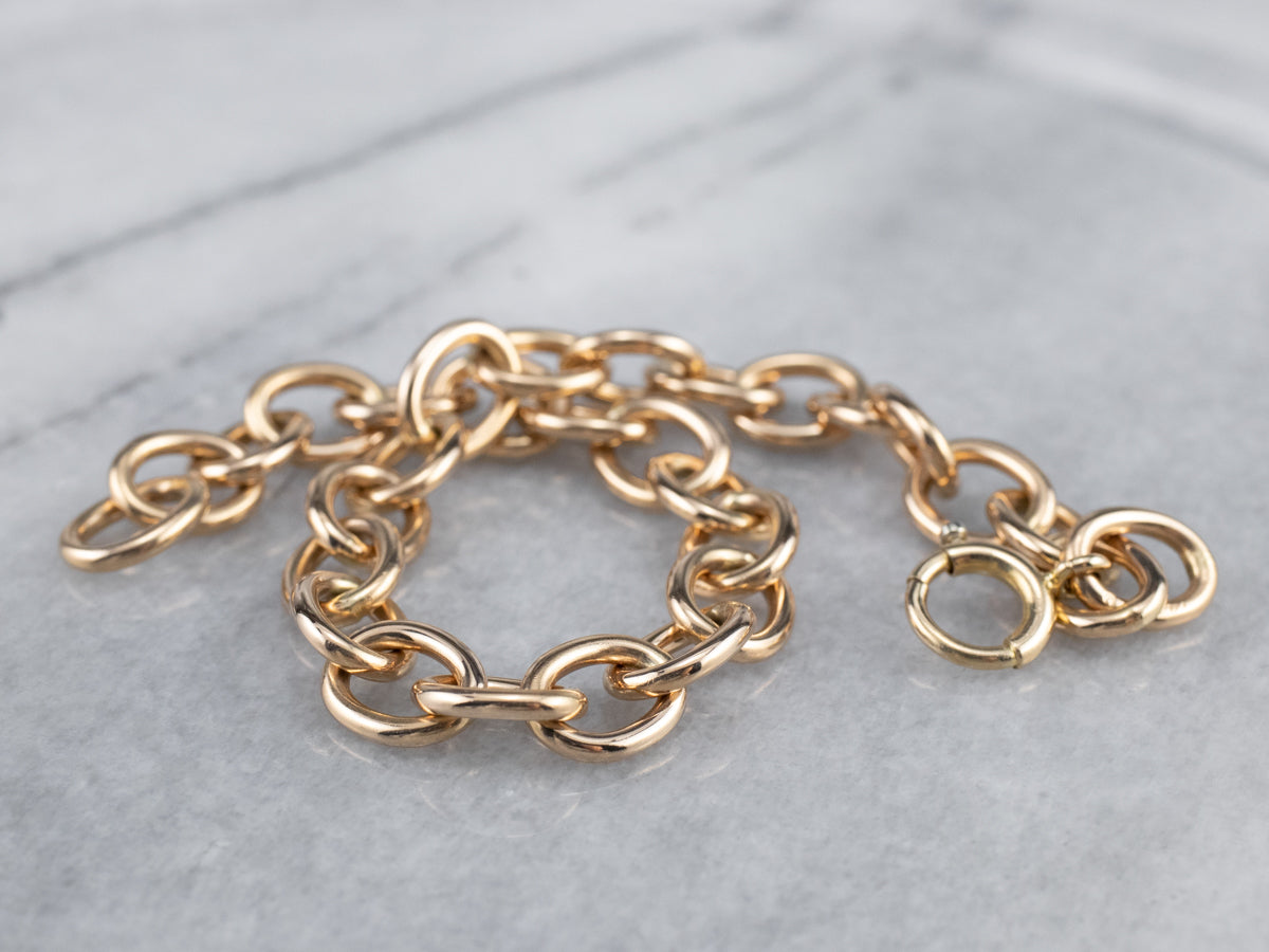 14K Yellow Gold Cable Link Chain Bracelet 7.50 Inch 