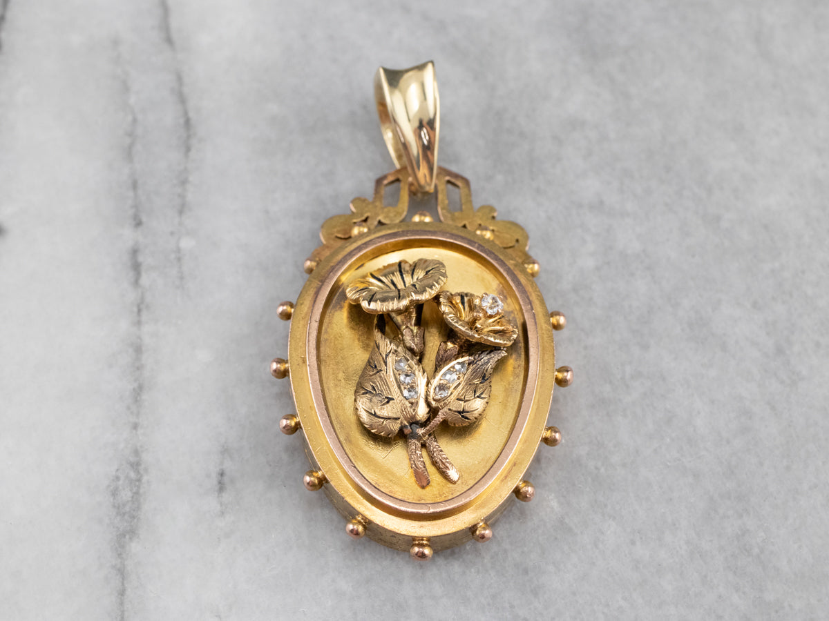 Antique Rose Cut Diamond Floral Locket