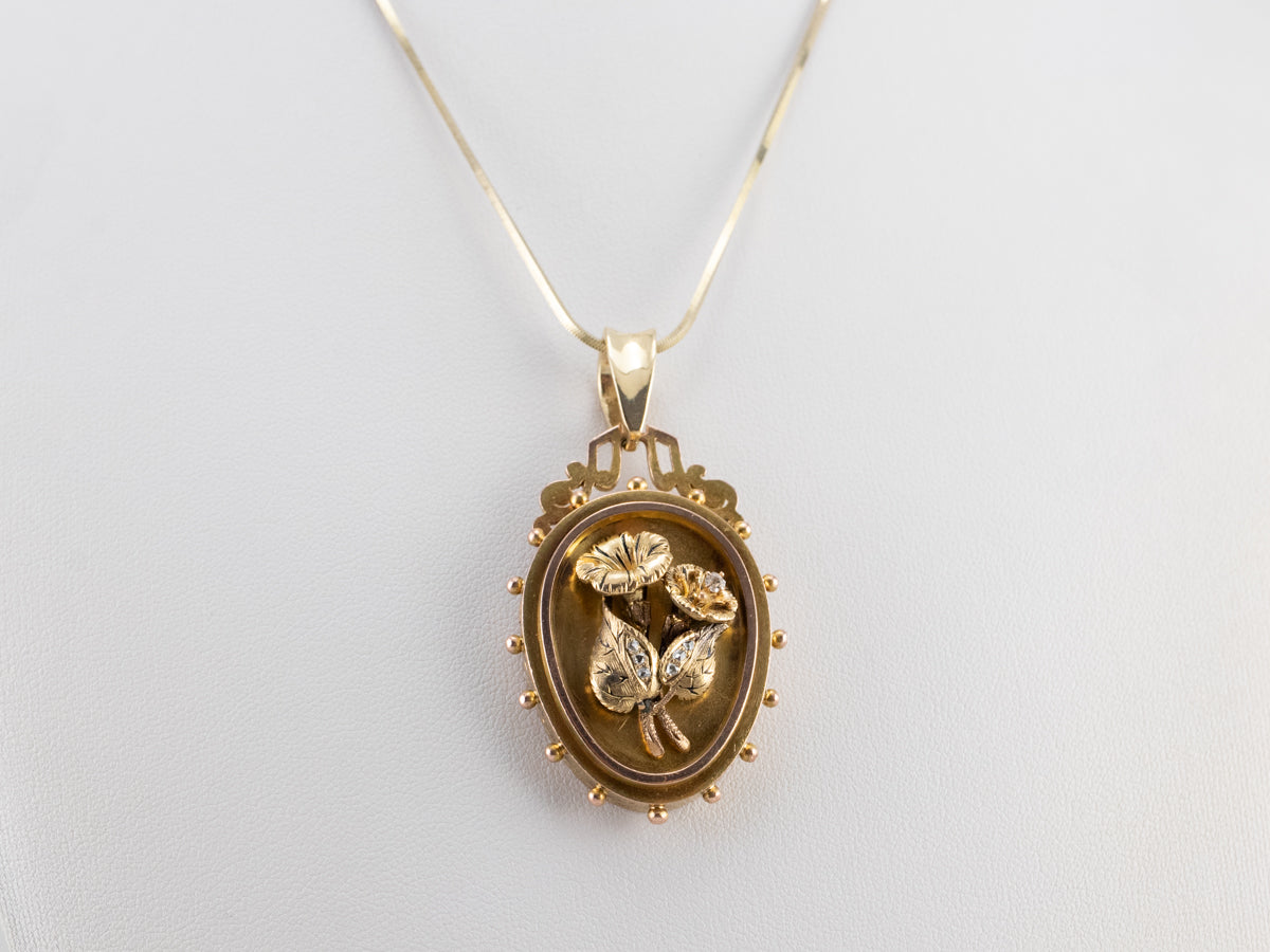 Antique Rose Cut Diamond Floral Locket