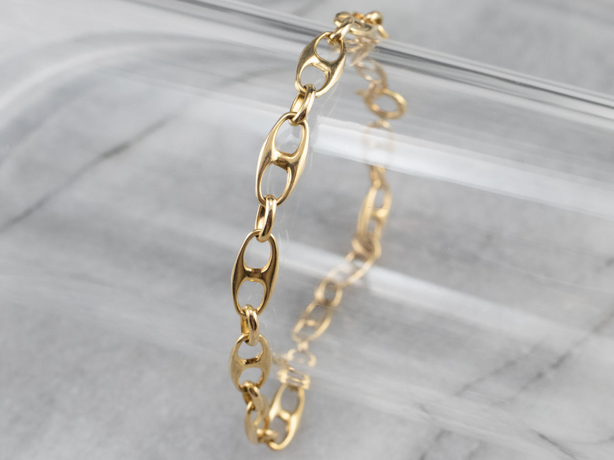 18K Gold Anchor Chain Bracelet