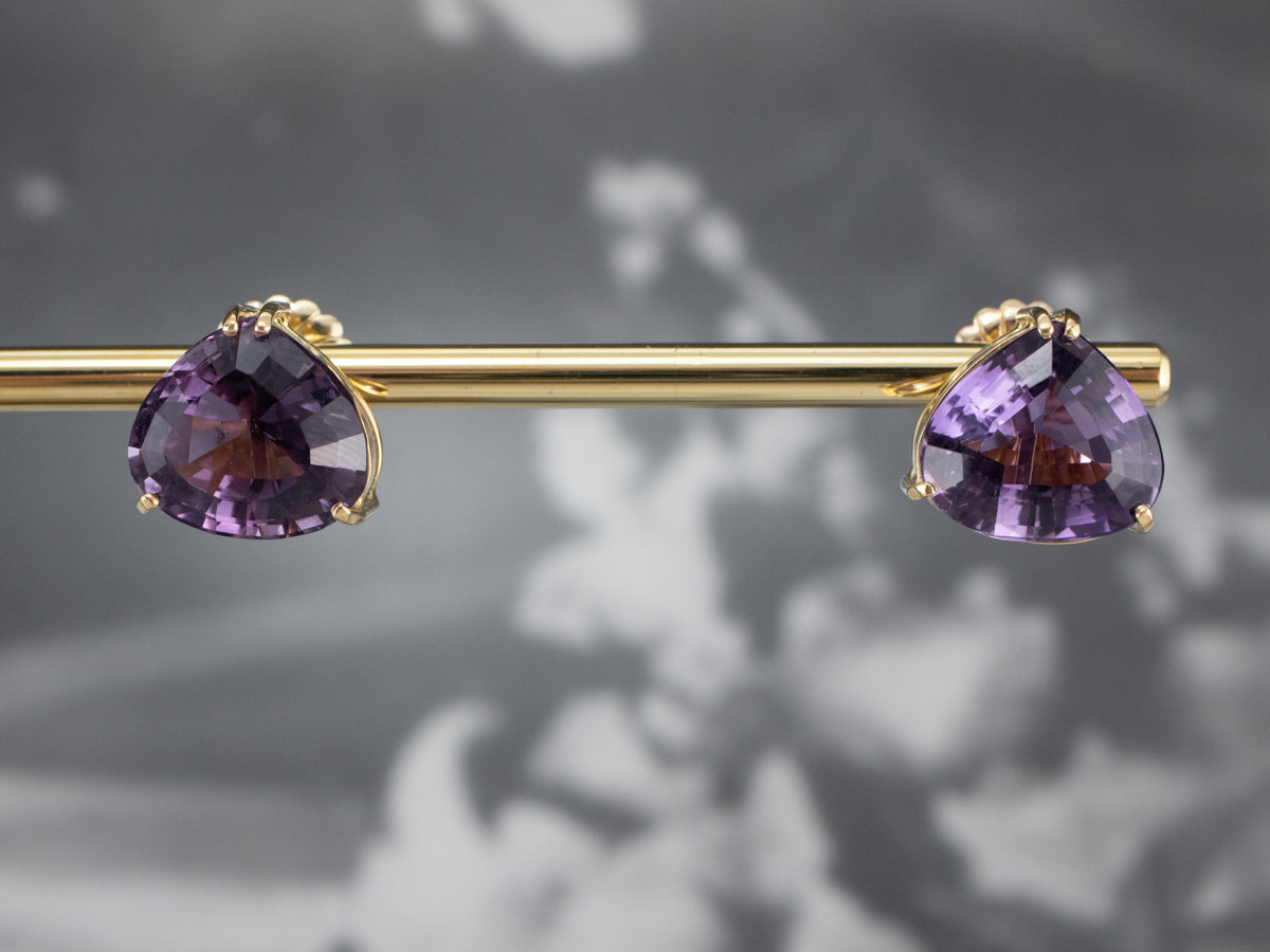 Amethyst Gold Statement Stud Earrings