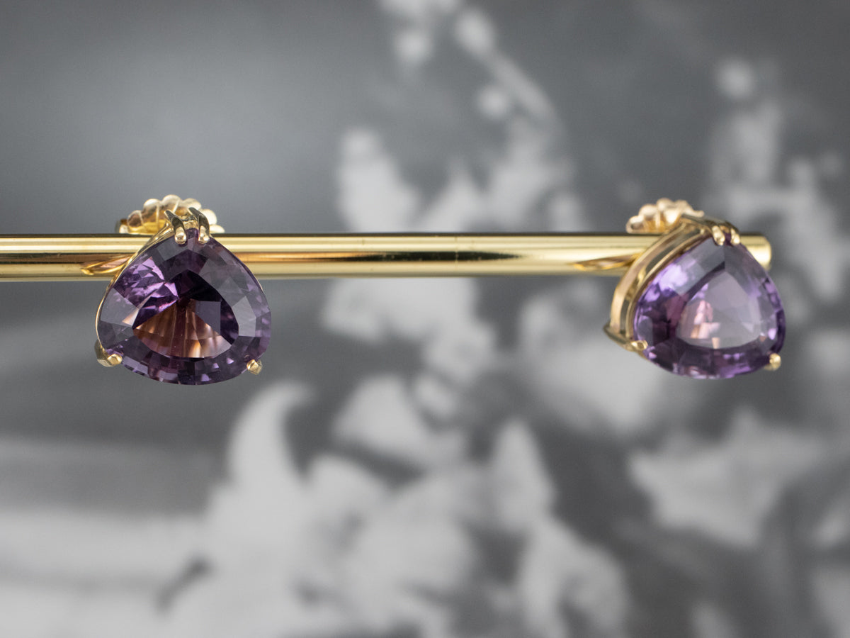 Amethyst Gold Statement Stud Earrings