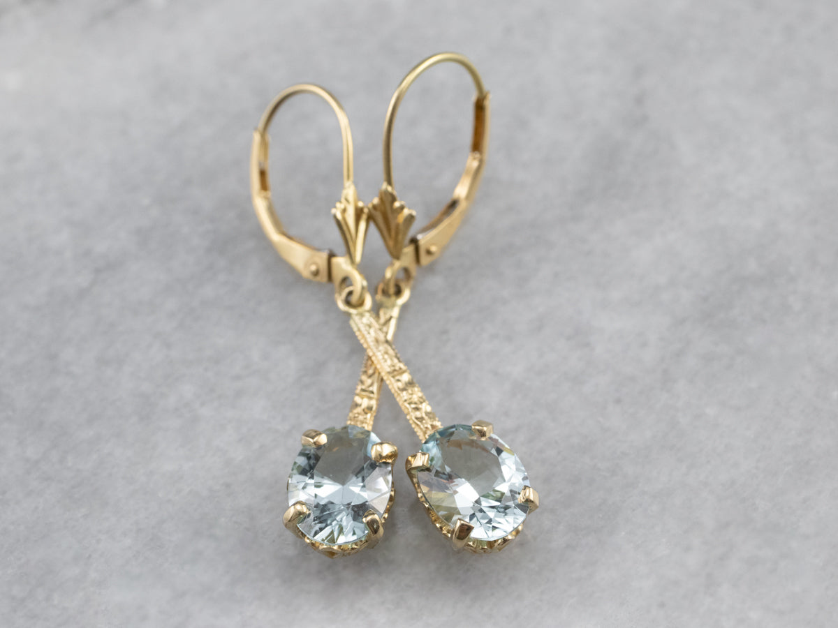 Gold Aquamarine Drop Earrings