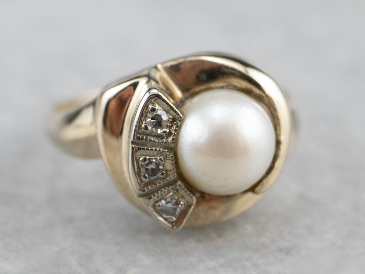 Vintage Pearl and Diamond Ring