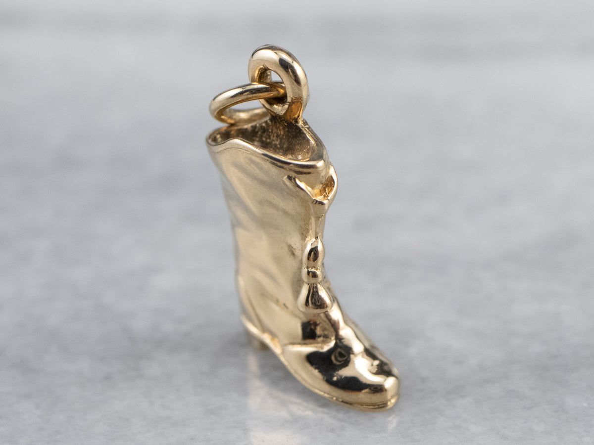 Gold Cowboy Boot Charm Pendant