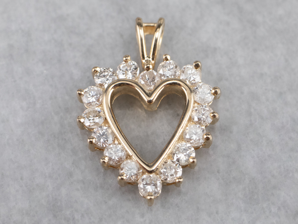 Diamond Heart Halo Pendant