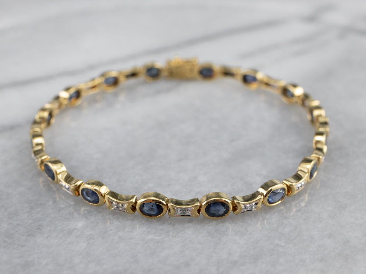 Blue shops sapphire bracelet yellow gold