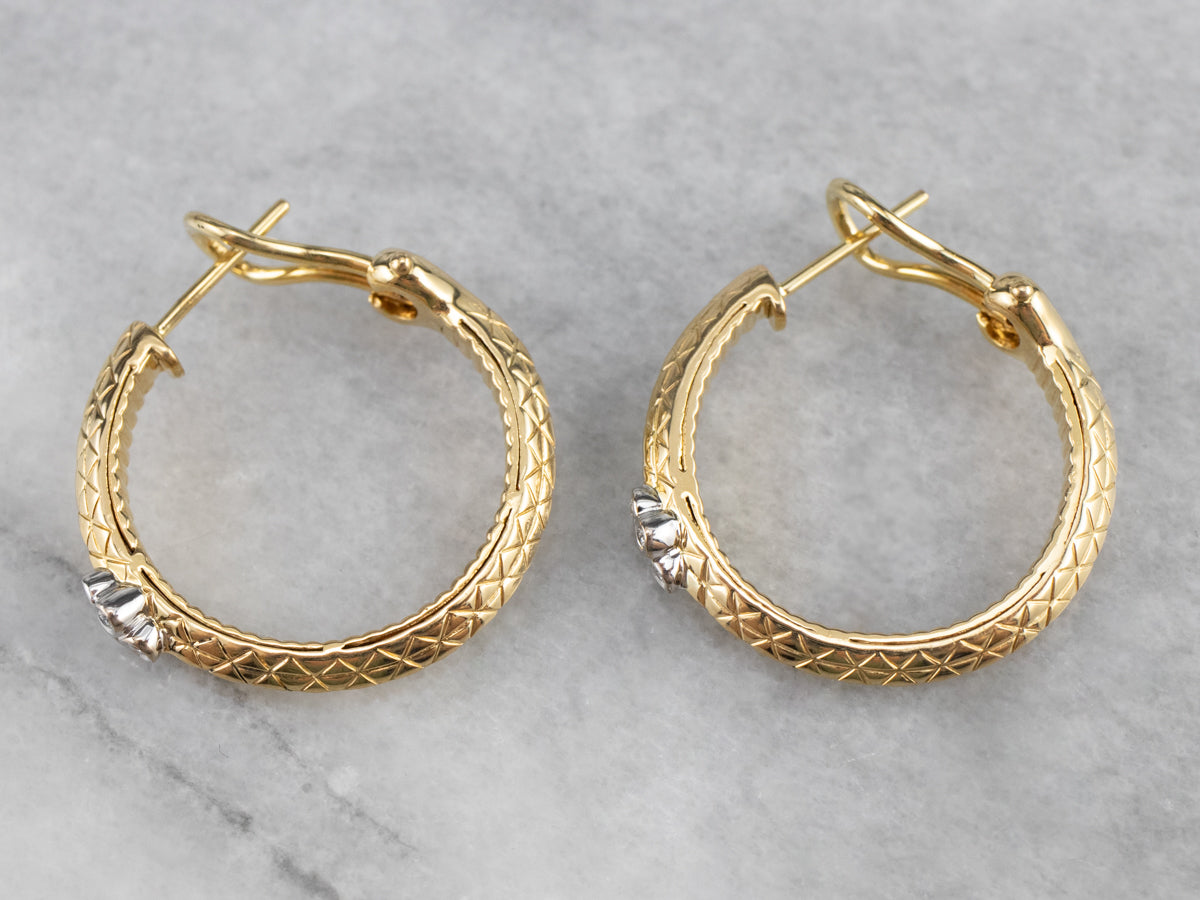 High End Diamond and Gold Hoop Earrings