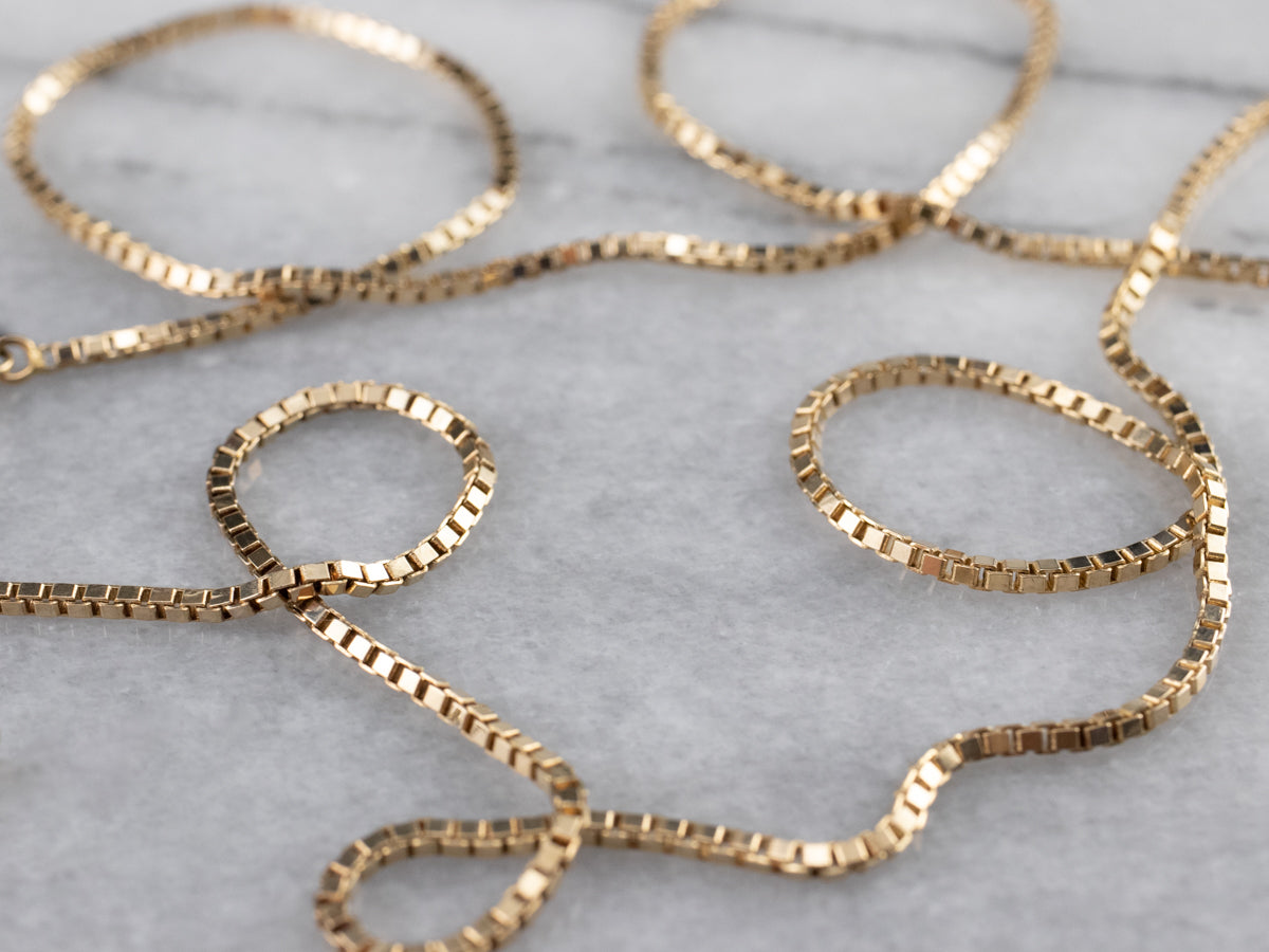 Long Vintage Gold Box Chain