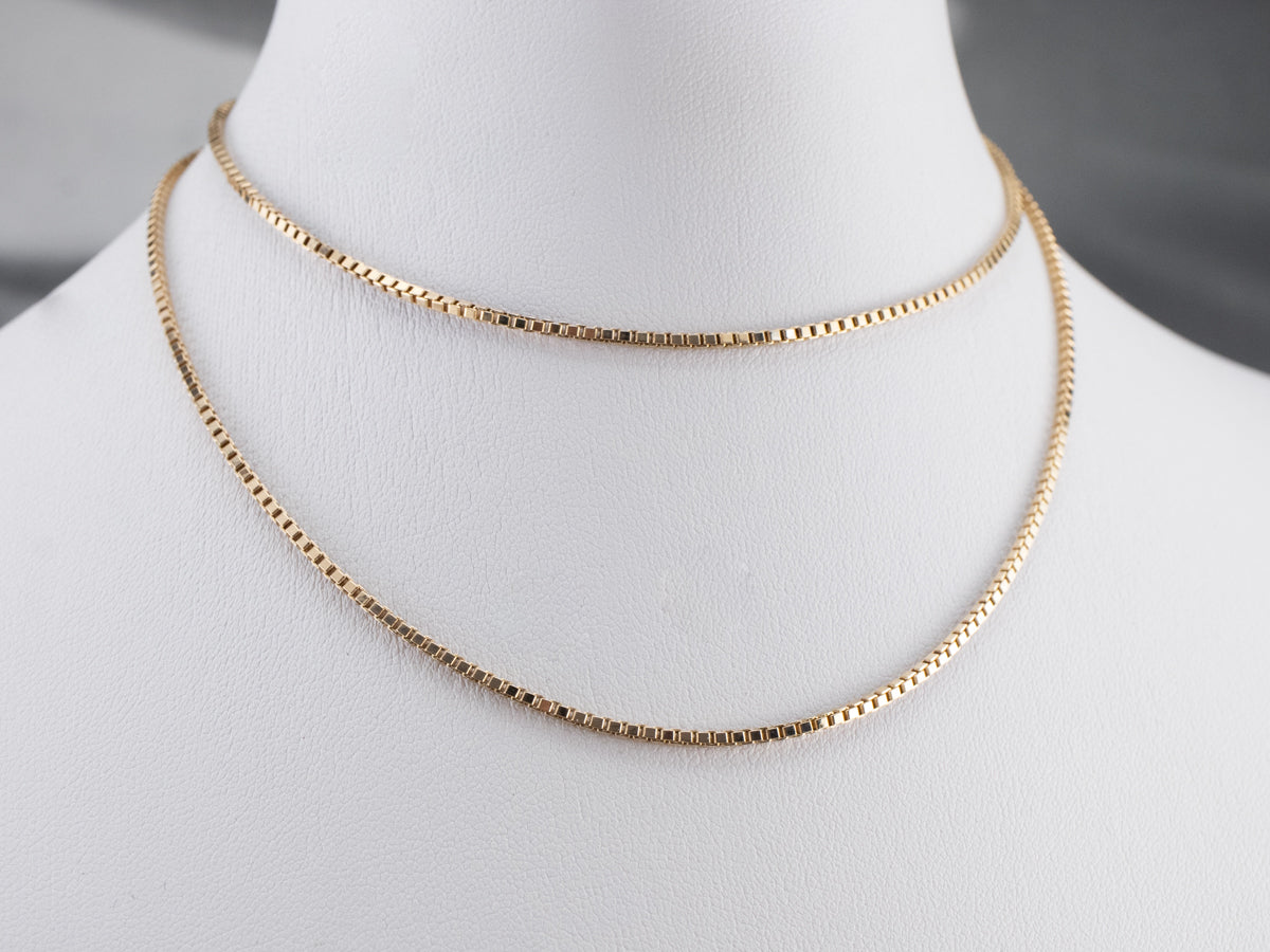 Long Vintage Gold Box Chain