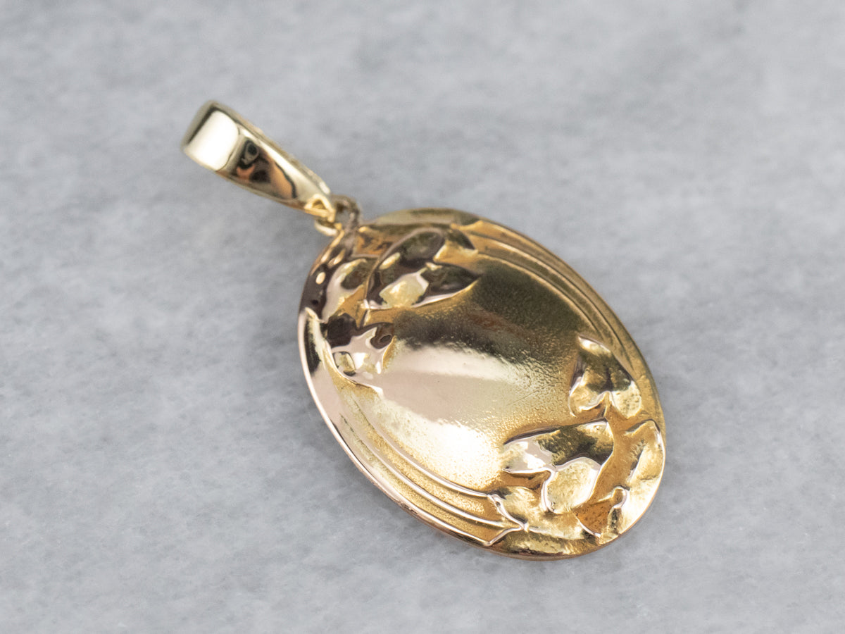 Upcycled Yellow Gold Floral Cufflink Pendant