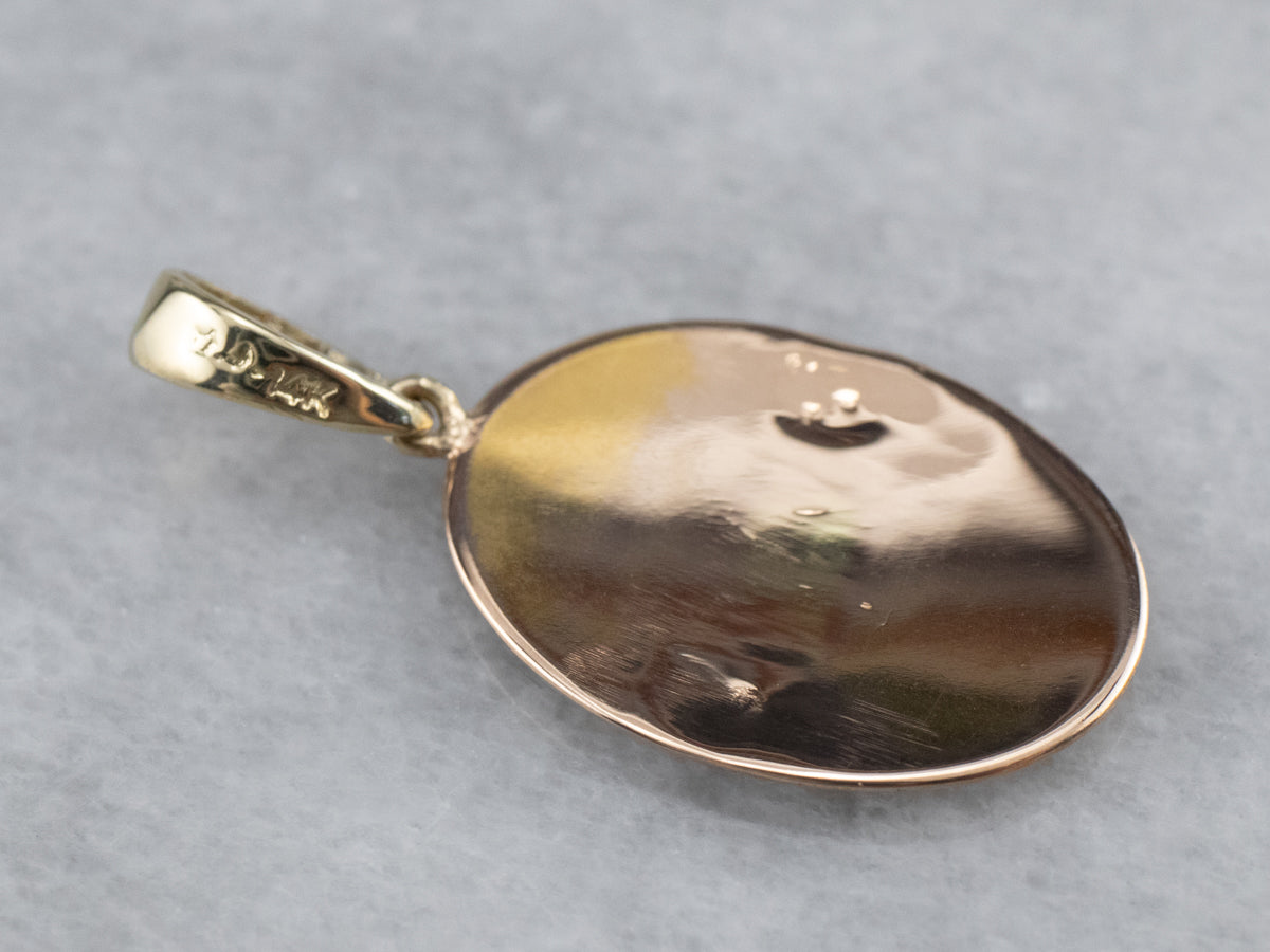 Upcycled Yellow Gold Floral Cufflink Pendant