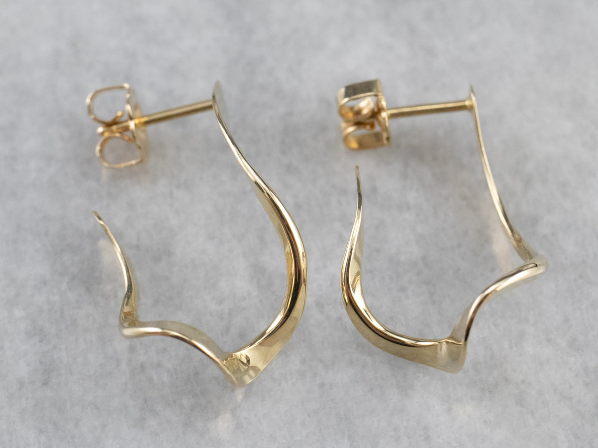 Modernist Gold Twisted Drop Earrings