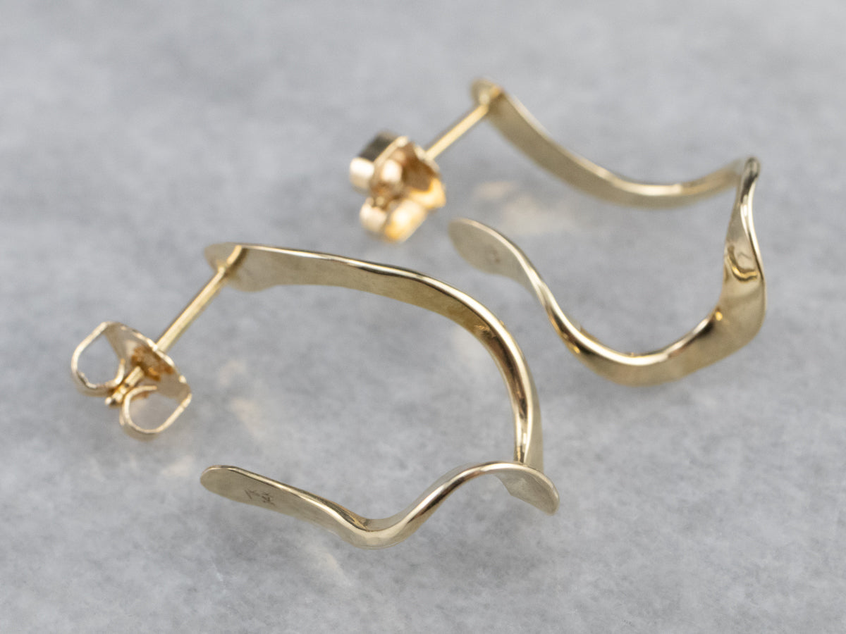 Modernist Gold Twisted Drop Earrings