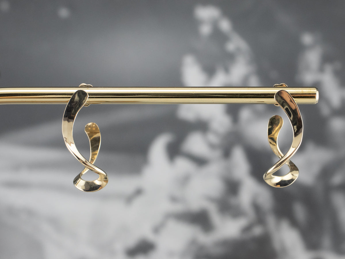 Modernist Gold Twisted Drop Earrings