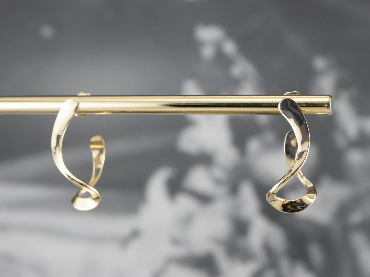 Modernist Gold Twisted Drop Earrings