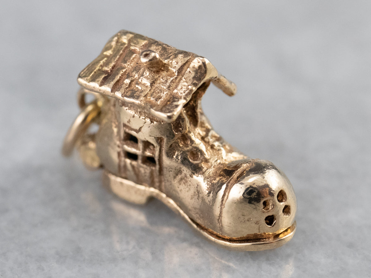 Gold Old Woman in a Shoe Charm