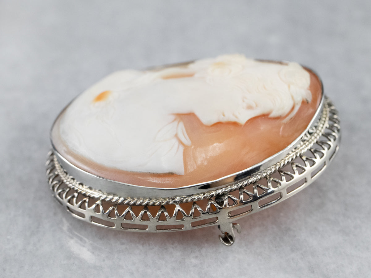 Art Deco Filigree Cameo Brooch