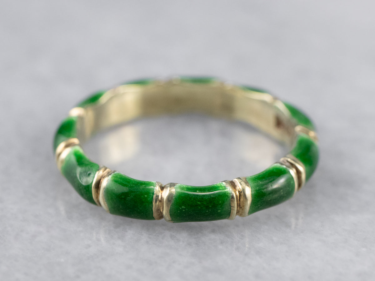 Green Enamel Gold Patterned Band