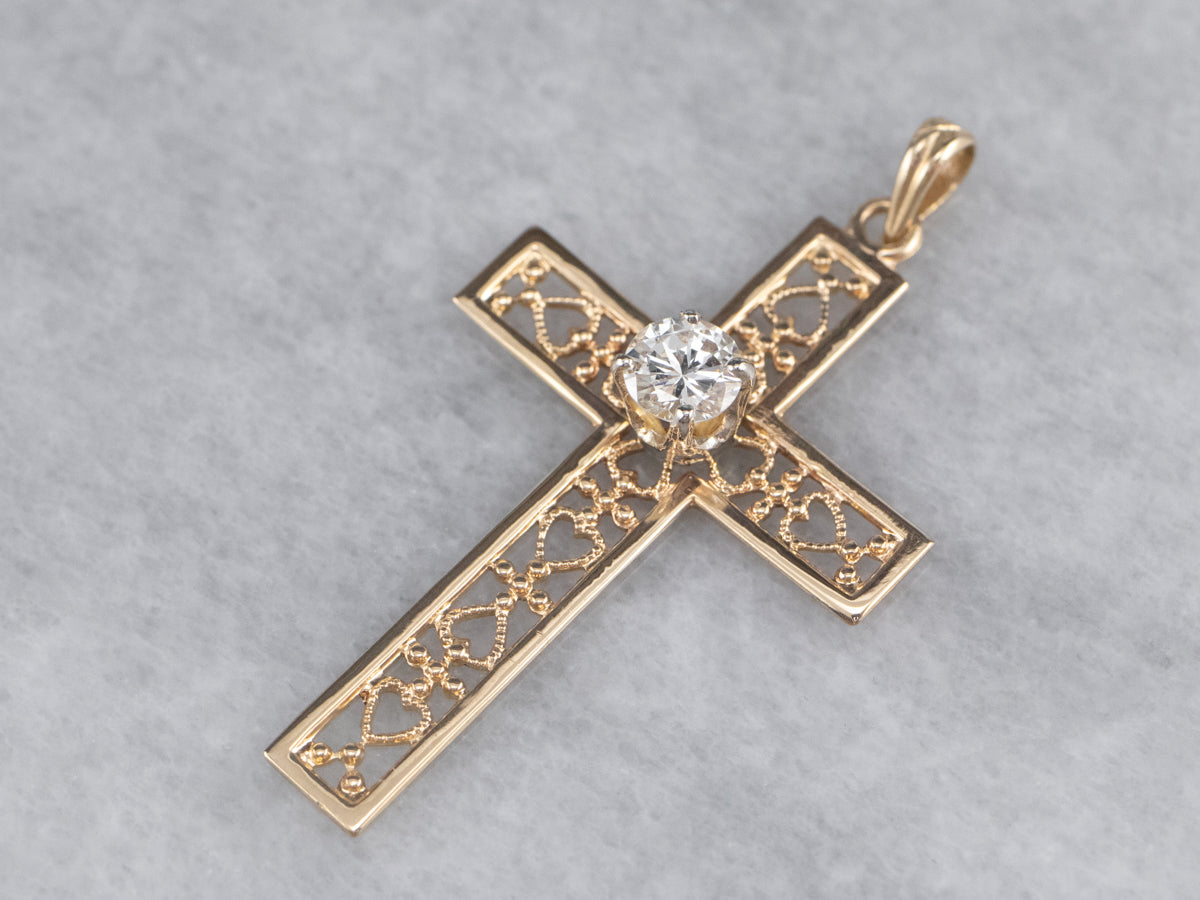 Gold Filigree Diamond Cross