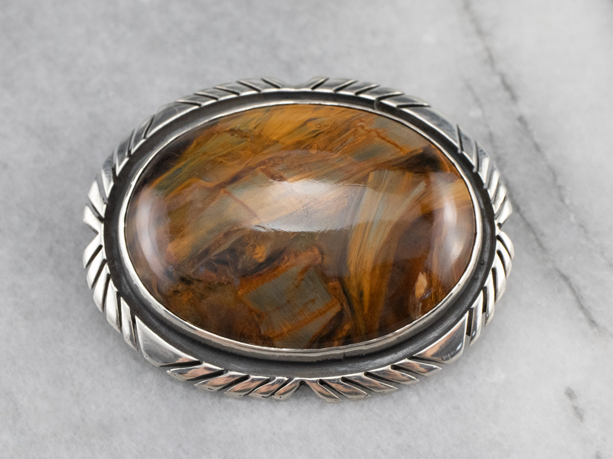 Sterling Silver Pietersite Pin or Pendant